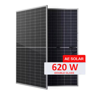 پنل خورشیدی 620 وات مونو کریستال بایفشیال برند AE SOLAR سری METEOR