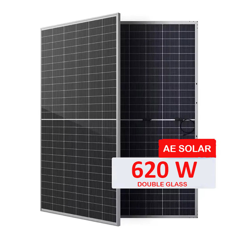 پنل خورشیدی 620 وات مونو کریستال بایفشیال برند AE SOLAR سری METEOR
